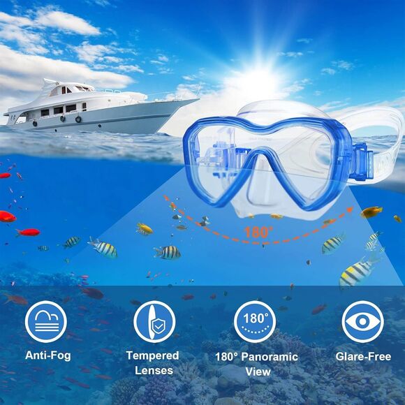 Kids Diving Mask Snorkel Mask, Anti-Fog and Anti-Leak Snorkeling Goggles Swimmin - Picture 3 of 6